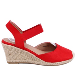 Rote Espadrilles auf Keilabsatz, rot 9R50 Rot