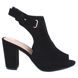 Schwarze Sandalen mit hohen Absätzen 100-1001 SA-2 Schwarz