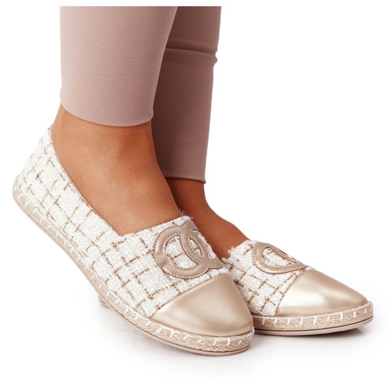 EVE Elegante goldene Espadrilles für Damen Be My Love beige