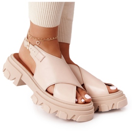 Lewski Shoes Ledersandalen On The Platform Lewski Schuhe 3018-0 Beige
