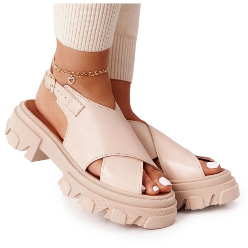 Lewski Shoes Ledersandalen On The Platform Lewski Schuhe 3018-0 Beige