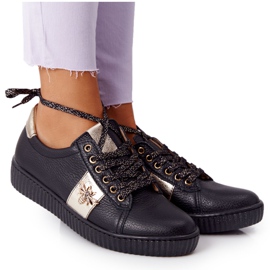 Lewski Shoes Damen Leder Sneakers Lewski Schuhe 2786-0 Schwarz-Gold golden