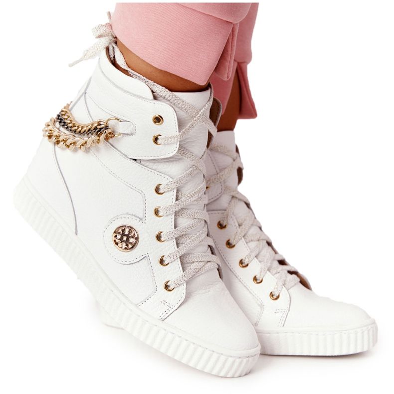 Lewski Shoes Leder Keil Turnschuhe Lewski Schuhe 3004-0 Weiß