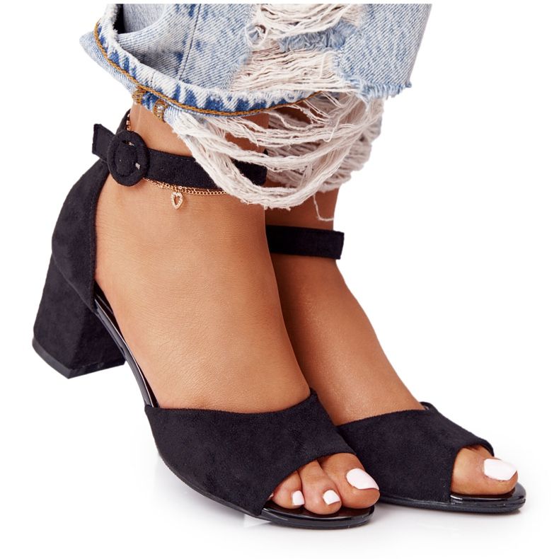 Wildleder High Heel Sandalen Vinceza 21-20100 Schwarz