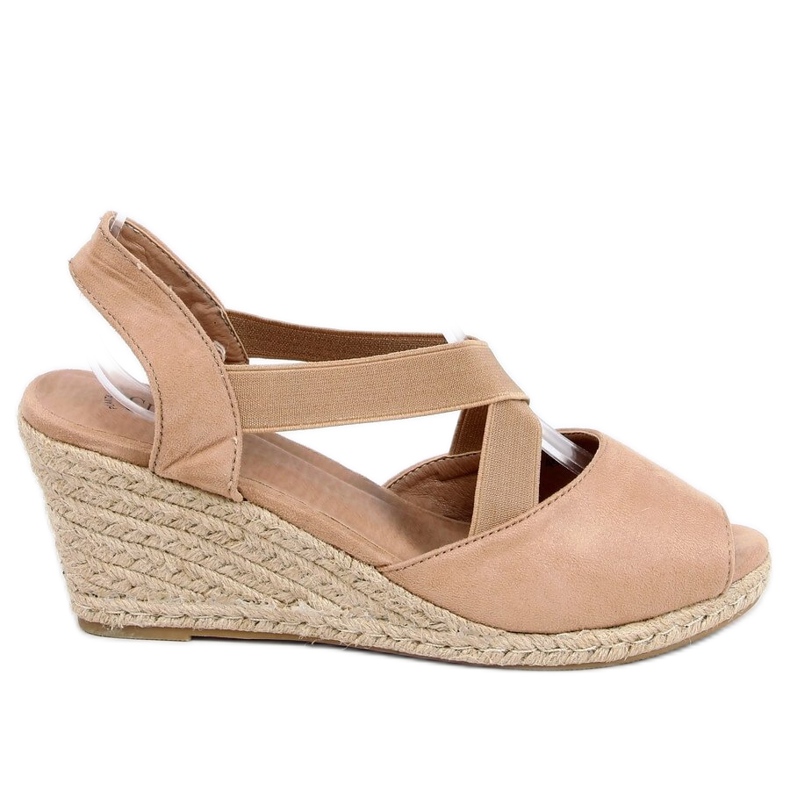 Sandalen Espadrilles auf Keilabsatz beige 9R38 Khaki