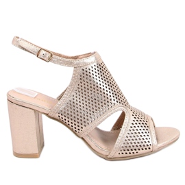 Goldene Sandalen mit hohen Absätzen F1877 Gold