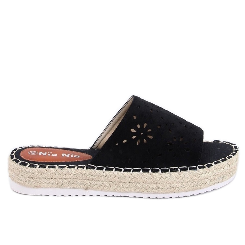 Schwarze durchbrochene Espadrilles 99-62A Schwarz