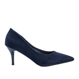 Marineblaue Pumps auf Stilettoabsatz aus Öko-Wildleder Anissa