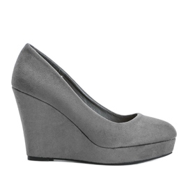 BM Graue Pumps aus Öko-Wildleder am Keilabsatz Karilla