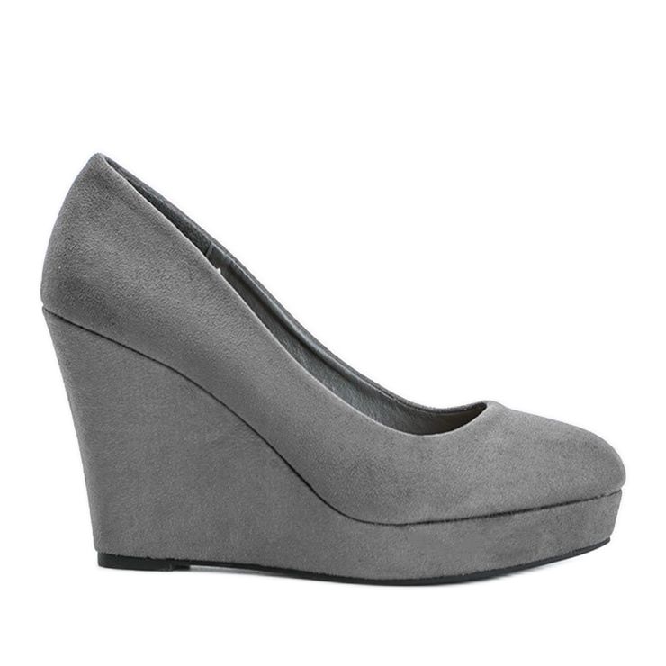 BM Graue Pumps aus Öko-Wildleder am Keilabsatz Karilla