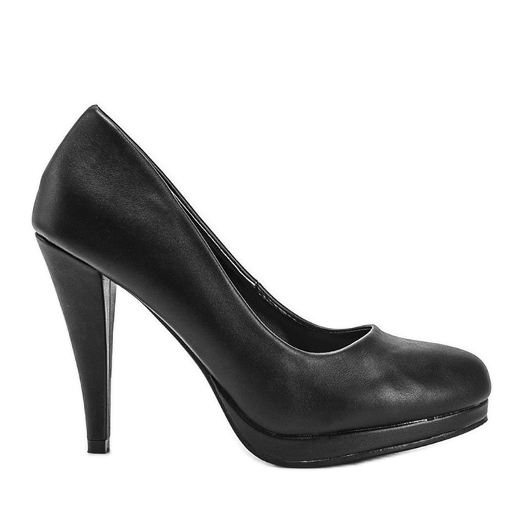 Schwarze Kunstleder-Pumps auf der Liana-Plattform