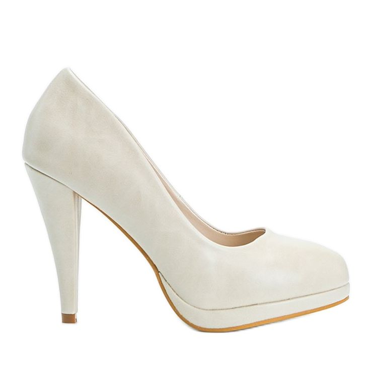 Beige Kunstleder-Pumps auf der Liana-Plattform