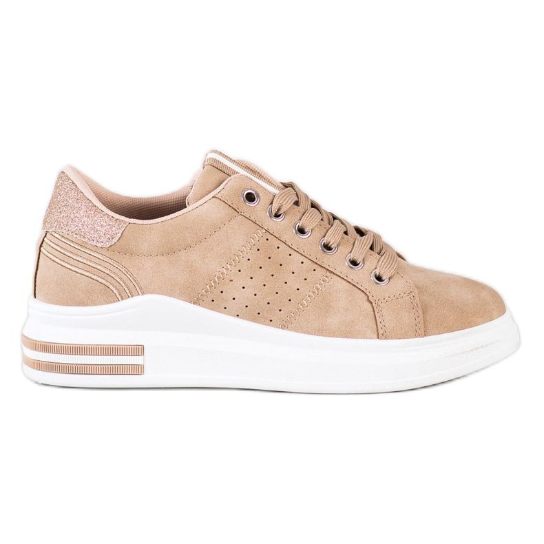 SHELOVET Turnschuhe aus Öko-Leder beige golden