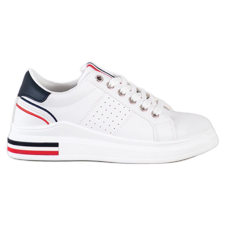 SHELOVET Turnschuhe aus Öko-Leder weiß rot navy blau