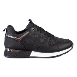 SHELOVET Schwarze Sneaker mit Muster