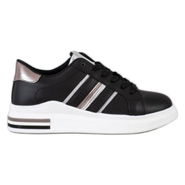 SHELOVET Lässige schwarze Sportschuhe silber-