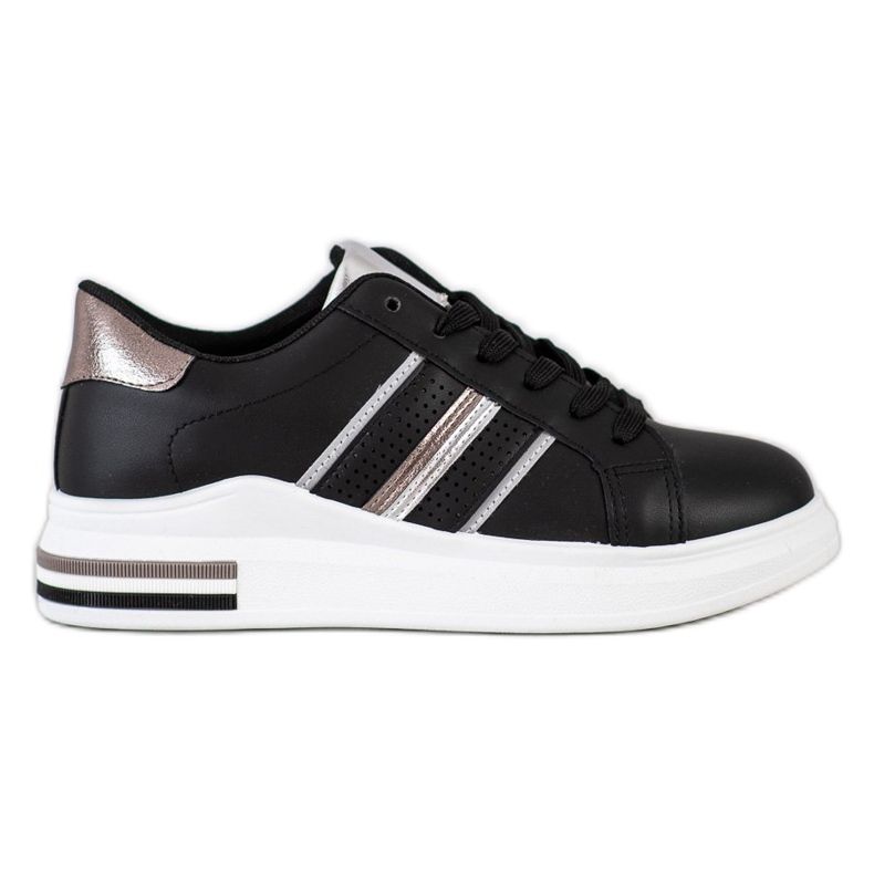 SHELOVET Lässige schwarze Sportschuhe silber-