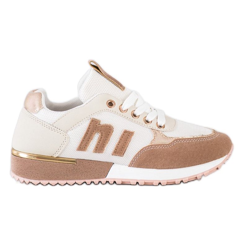 SHELOVET Sportschuhe mit Mesh beige weiß golden