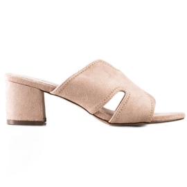 S. BARSKI Elegante Hausschuhe aus Wildleder beige golden