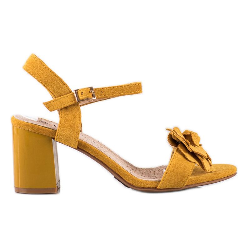 S. BARSKI Sandalen mit Blume S.BARSKI. gelb