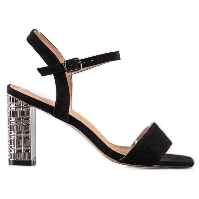 S. BARSKI Klassische Sandalen mit dekorativem Absatz S.BARSKI schwarz silber-