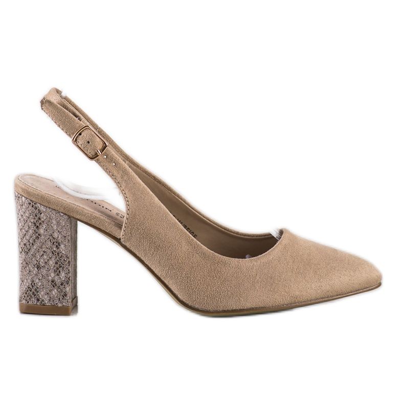 Goodin Wildleder-Pumps mit bedecktem Absatz beige