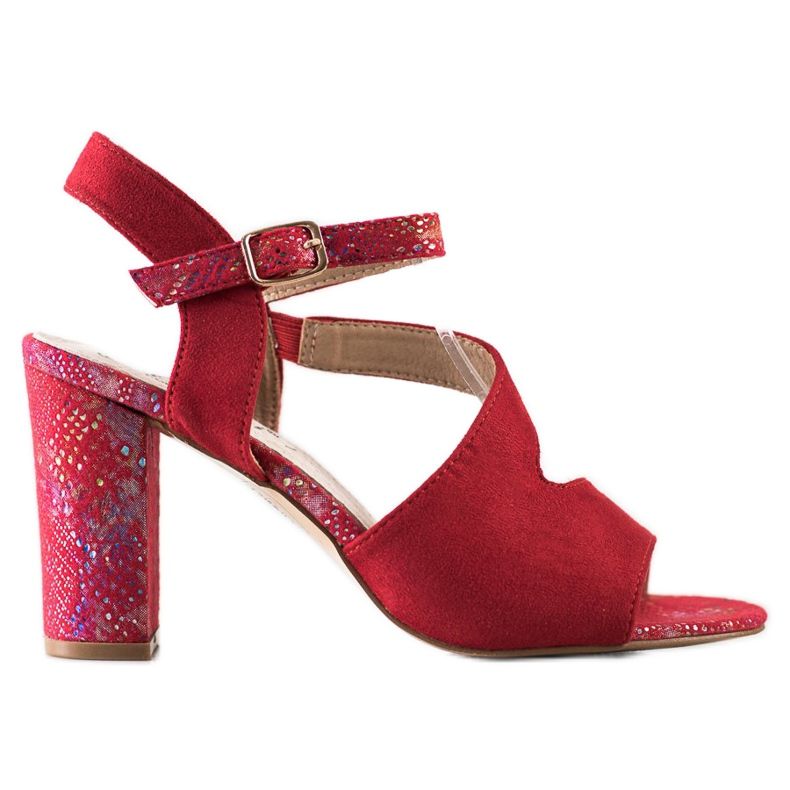 S. BARSKI Sandalen mit dekorativem Absatz S.BARSKI rot silber-