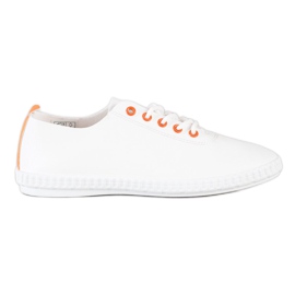 SHELOVET Leichte Sneakers mit Öko-Leder weiß orange