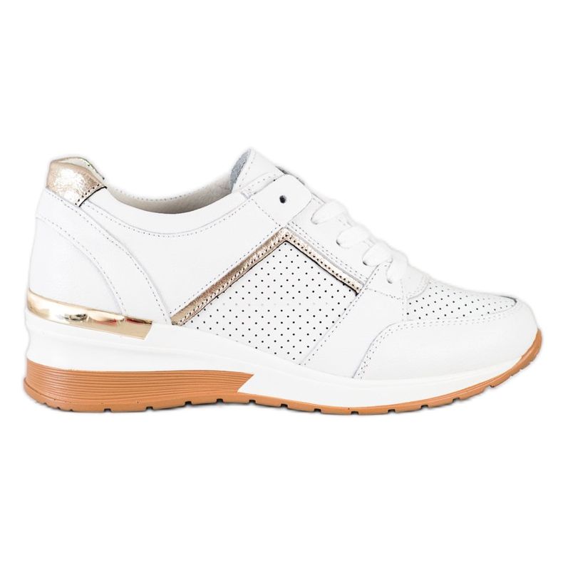 Goodin Weiße Ledersneaker golden