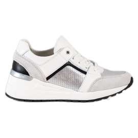 Goodin Sneakers aus weißem und silbernem Leder schwarz grau