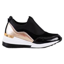 Goodin Sneakers aus Leder mit Keilabsatz schwarz golden