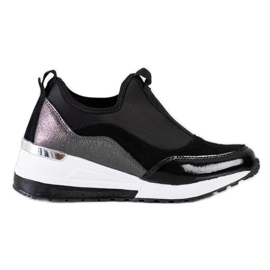 Goodin Sneakers aus Leder mit Keilabsatz schwarz