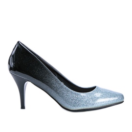 Katharine schwarze und blaue Glitzerpumps silber-