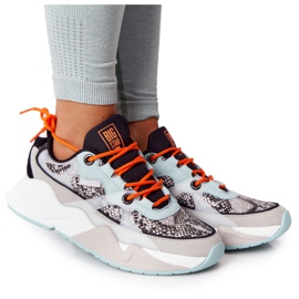 Damen Sportschuhe Memory Foam Big Star HH274324 Grau-Grün orange