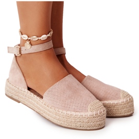 MSMG Espadrilles auf der Strohplattform Beige Bali