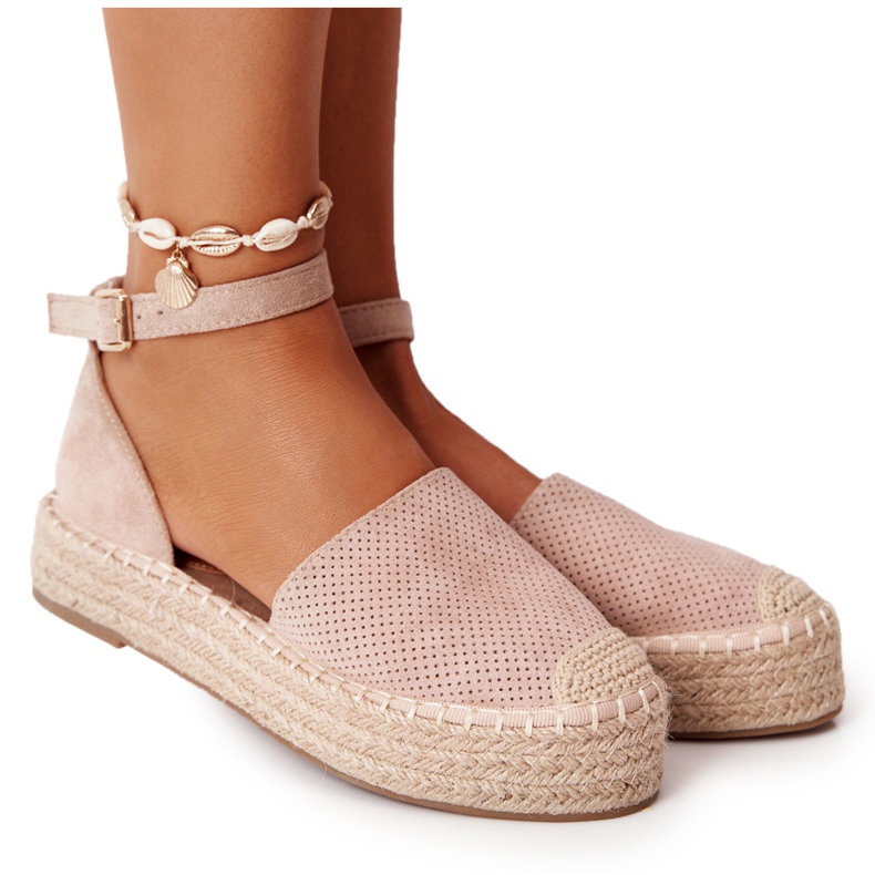 MSMG Espadrilles auf der Strohplattform Beige Bali