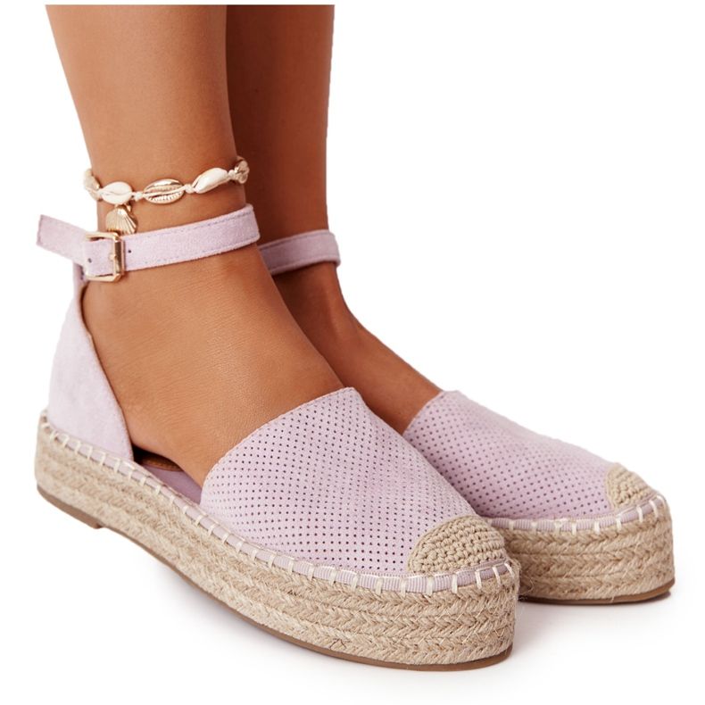 MSMG Espadrilles auf der Strohplattform Violet Bali violett