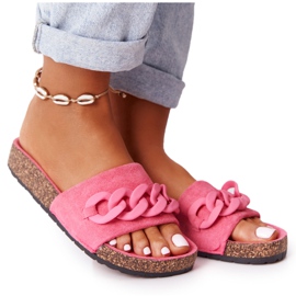 MSMG Rosa Makayla Wildleder Hausschuhe auf der Korksohle