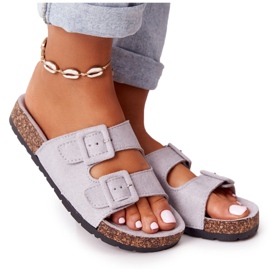 MSMG Jennifer Grey Wildleder Hausschuhe auf Korksohle grau