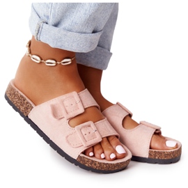 MSMG Wildleder Hausschuhe auf der Korksohle Hellrosa Jennifer