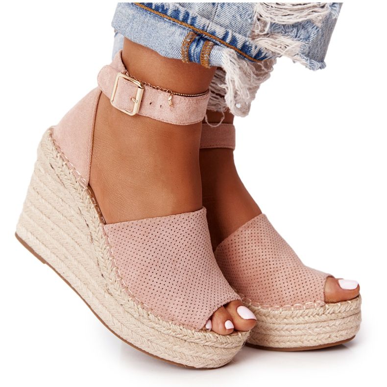 MSMG Hellrosa Makenna Keilsandalen mit Zöpfen
