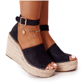 MSMG Schwarze Makenna Keilsandalen mit Zöpfen