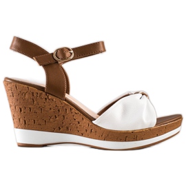 Modische Sandalen mit Keilabsatz Sergio Leone weiß braun