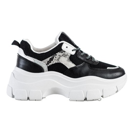 SHELOVET Stylische Sneaker mit Glitzer schwarz