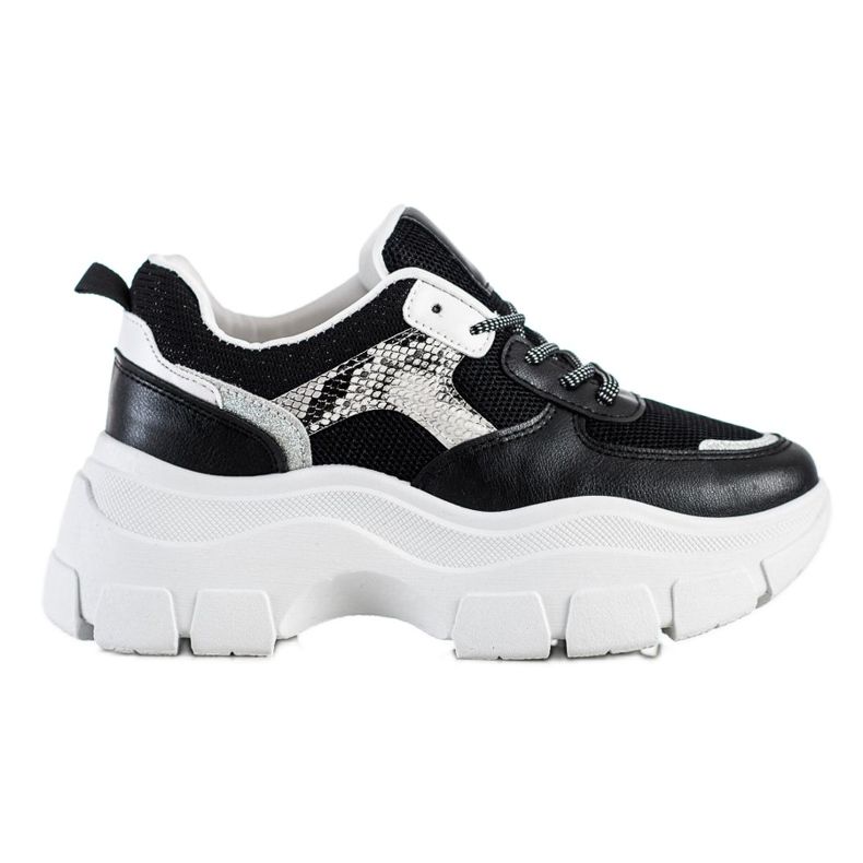 SHELOVET Stylische Sneaker mit Glitzer schwarz
