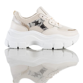 SHELOVET Stylische Sneaker mit Glitzer beige
