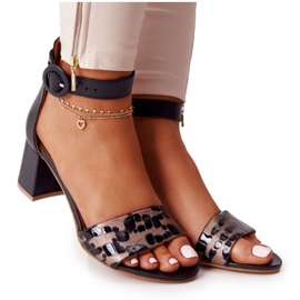 Leder High Heel Sandalen Maciejka 04141-46 Schwarz-Gold