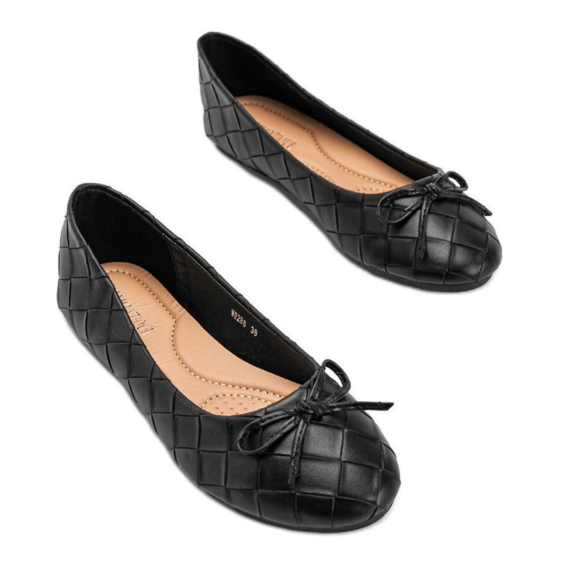 Kaiden schwarze geflochtene Ballerinas