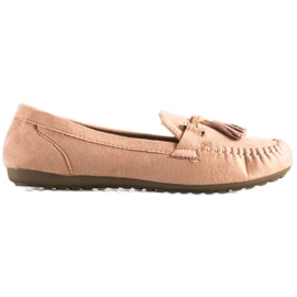 Queentina Modische Wildleder-Loafer beige rosa