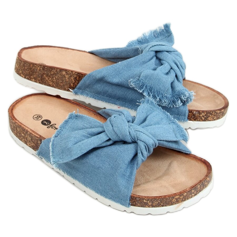 Blaue WS11 L.BLUE Baumwollkork-Hausschuhe